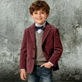 thumbnail image 2 of Boys Corduroy Formal Sport Coat Jacket For Kids Casual Autumn Spring Three Button Suit, 2 of 5
