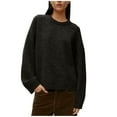 thumbnail image 2 of Qetyuw Women's Fall Long Sleeve Sweaters Casual Loose Fit Crew Neck Chunky Jumper Solid Color Basic Pullover Sweater, 2 of 7