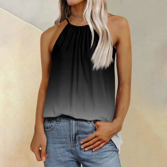 kytmyeq Women's Fashion Casual Sleeveless Printed Adjustable Straps Vest T-Shirt Top