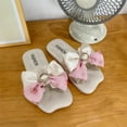 thumbnail image 2 of SERTG Kids Shoes Summer Pearl and Bow Leather Flops Indoor Slippers Versatile Sweet Casual Beach Sandals for Girls Daily Wear and Outdoor Play Comfortable Footwear for Warm Weather(Pink#1,8-10 Years), 2 of 6