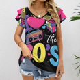 thumbnail image 2 of I Love The 80's Retro Heart Short Sleeve T Shirts Summer V Neck Tops Fashion Casual Tee Shirt, 2 of 7
