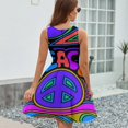 thumbnail image 6 of Peace And Love Flowers And Stars Hippie Design Sleeveless Dress Women Summer Evening Dresses Ladies Sundress, 6 of 7