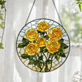 thumbnail image 3 of Yellow Rose Stained Glass Suncatcher: Flowers Window Hanging, Colorful Floral Glass Art, Gift for Mom, 3 of 8