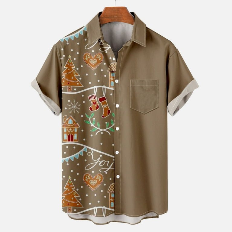 VSSSJ Button Down Shirts for Men Regular Fit Christmas Snowflake