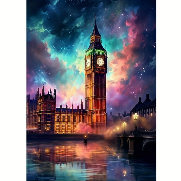 DIY Diamond Painting Kits for Adults London Skyline with Big Ben 5D Diamond Art Kits, Full Drill Diamond Painting Kits, Gem Arts and Crafts for Beginner Home Wall Decor