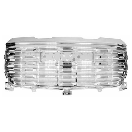Ikon Motorsports Front Bumper Grille Compatible with 2022-2024 GMC Sierra 1500 Denali Style Chrome Replacement Front Bumper Hood Grill W/o Emblem 1Piece