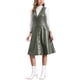 thumbnail image 2 of Vestido Midi Casual Sin Mangas de Cuero Sintético con Cuello en V para Mujer, Botones, Color Verde Militar, 2 of 5