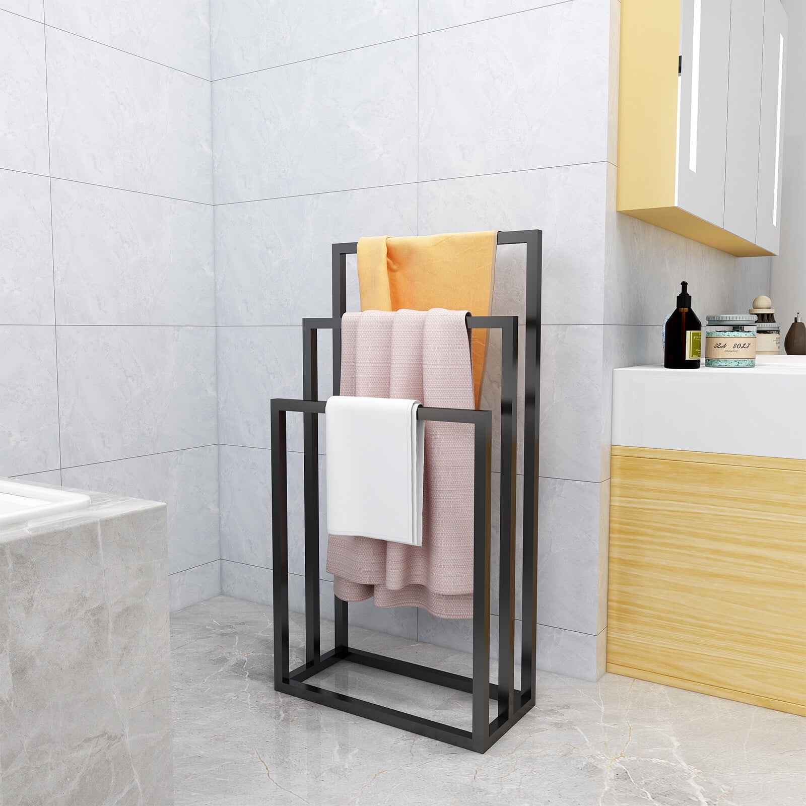 mDesign Wall Mounted Towel Storage Rack Graphite UK DI Perfect for Bathrooms 