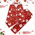 thumbnail image 2 of Tfken Christmas Girls Sleepwear Lightweight Daily Wear Santa Claus Print Long Sleeve Lapel Neck Shirts Pants Red Outfits Sets Size 3-4 Years, 2 of 3