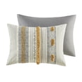 thumbnail image 5 of JERFIT 3-Piece Gray and Yellow Stripe Cotton Comforter Set with Pom Poms, Full Queen Bedding Set, Hypoallergenic & OEKO-TEX Certified, 5 of 7