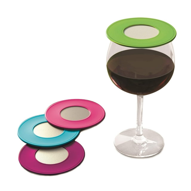 Fundas para copas de vino, silicona ventilada, paquete de 4