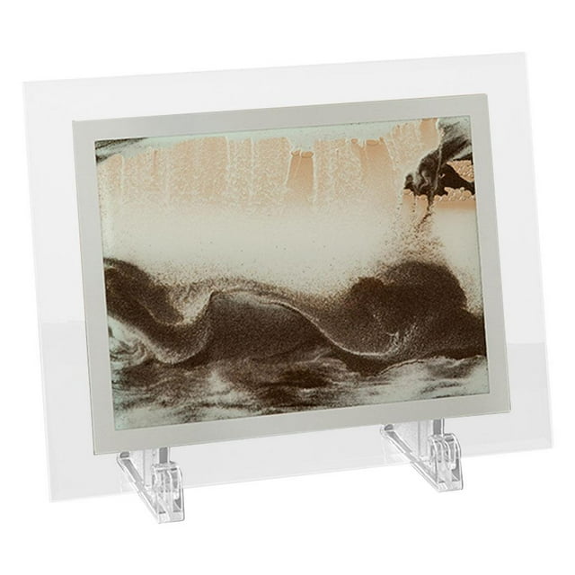 Cuadro artístico de arenas móviles de 7 y 8 pulgadas, cuadro de arena dinámica, arena de escritorio de vidrio 7 pulgadas negro blanco