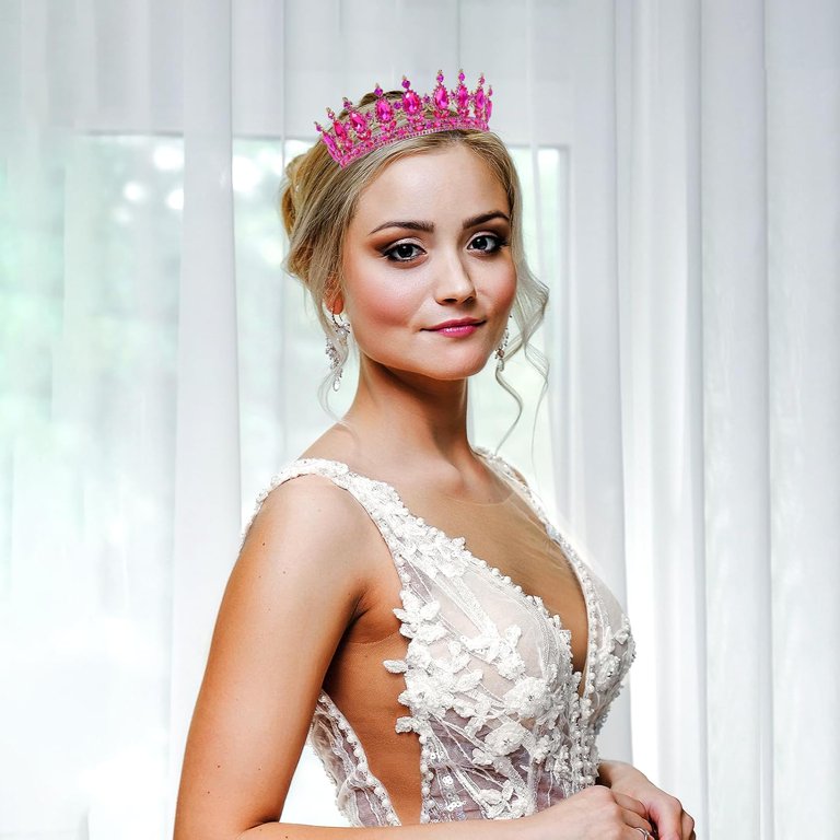 Bridal Tiara Headpiece Royal Queen Crowns High Tall Queen Crown, Royal Tiara for Bride, Gold Crowns  main image 4