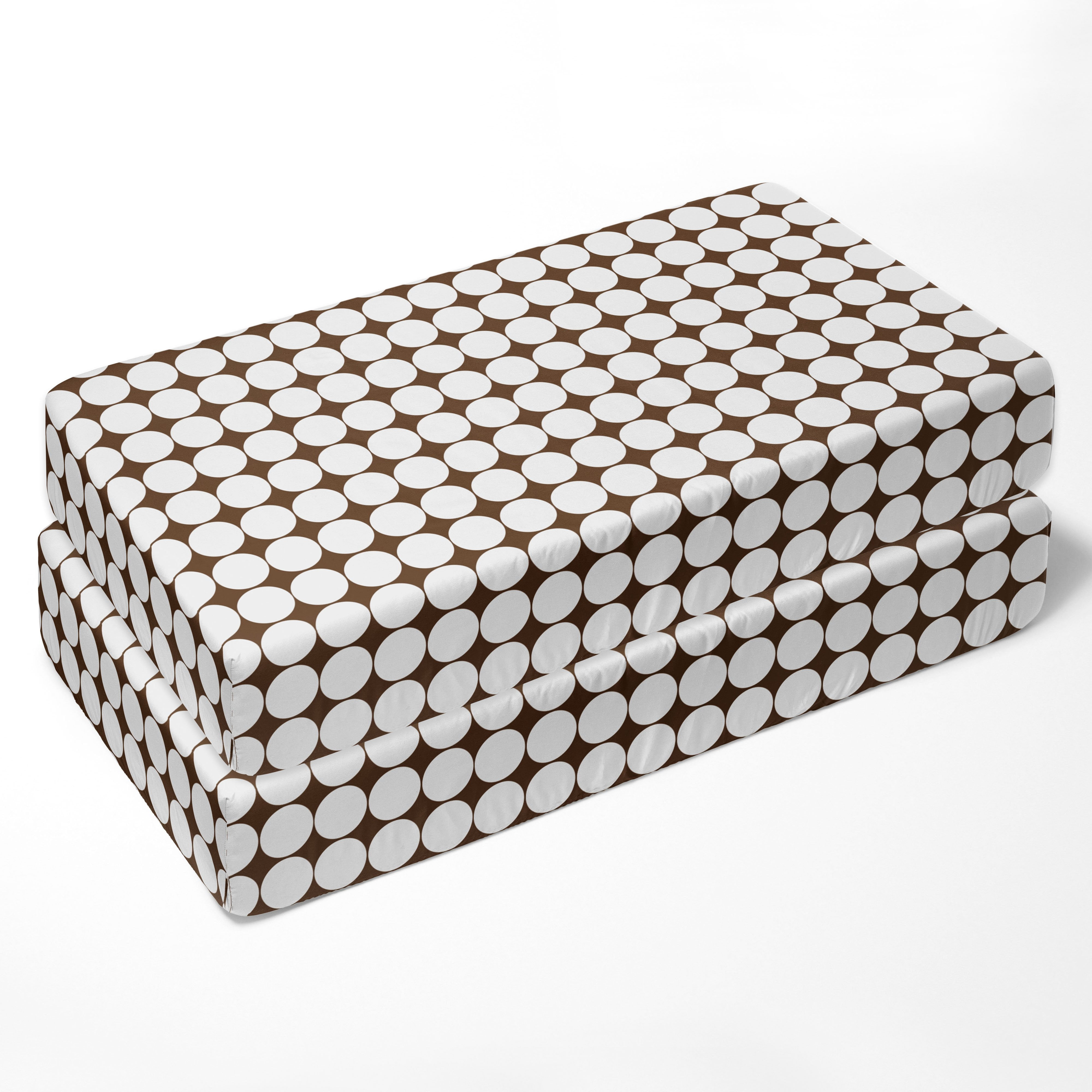 Crib or Toddler Bed Fitted Sheet 100% Cotton Percale, Dots Stripes Houndstooth Chocolate