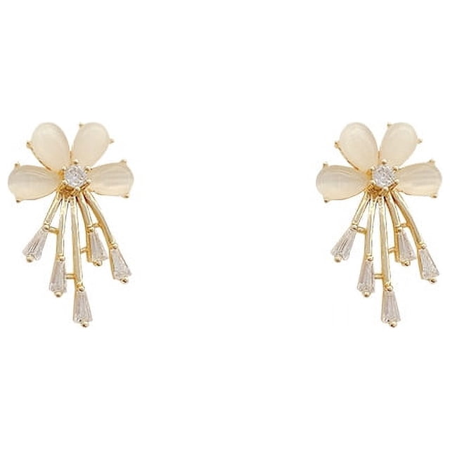 Pendientes con forma de flor para mujer, aretes elegantes con gancho para la oreja, accesorios de joyería para chicas, pendientes de flores
