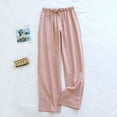 thumbnail image 2 of Lounge Plaid Wide Leg Pants Women Cotton Wide Leg Pajama Bottoms Pockets Elastic Waist Drawstring Trousers Homewear (Large, Pink), 2 of 6