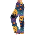thumbnail image 2 of Zydvens Women Halloween Pajama Pants Wide Leg Lounge Wear with Pockets Soft Elastic Waist Drawstring Sleepwear Bottoms Bloody Handprint Red Moon Costume Cosplay S-3XL, 2 of 7