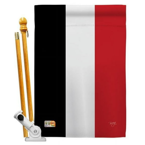BD-CY-HS-108270-IP-BO-D-US15-BD 28 x 40 in. Yemen Flags of the World Nationality Impressions Decorative Vertical Double Sided House Flag Set with Pole Bracket & Hardware