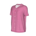 thumbnail image 2 of Haiem Hip Hop Hipster Baseball Jersey Button Down Shirts Sports Uniforms Men Women Jersey(Pink Gingham,3X-Large), 2 of 9