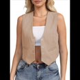 thumbnail image 2 of Chaleco de Traje Corto para Mujer, con Botones, Informal, Elegante, para Negocios. Caqui S, 2 of 9