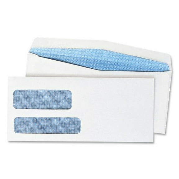 Quality Park Double Window Security Envelope - Security - #10 [9.50" X 4.12"] - 24 Lb - Gummed - 500/box - White (QUA24550)