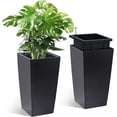 thumbnail image 1 of Twister.CK 16" Tall Planters Set of 2, High Front Porch Planter Pots with Drainage Holes＆Water Level Monitor＆Inner Bucket, Automatic Watering, Outdoor＆Indoor Planter Pots, Black, 1 of 9