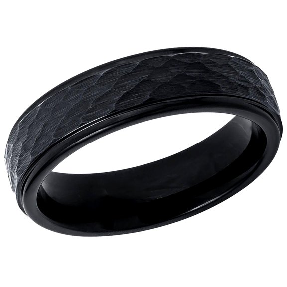 Men's Women's Tungsten Wedding Band Engagement Ring 6mm Black IP Plated Shiny Grooved Center Brushed Beveled Edge