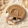 thumbnail image 4 of Dtchengua Round Rattan Bag, 16" Hand-woven Wicker Basket Purse, Boho Crossbody Handbag With Strap Handle, Retro Summer Beach Straw Tote Clutch for Women, 4 of 7