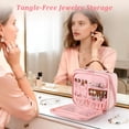 thumbnail image 3 of GASTROPOD Travel Makeup Bag for Women,Large Capacity Standing Make Up Pouch,Quilted Waterproof Cosmetic Organizer with Jewelry Compartments,Portable Toiletry Case,Pink, 3 of 14