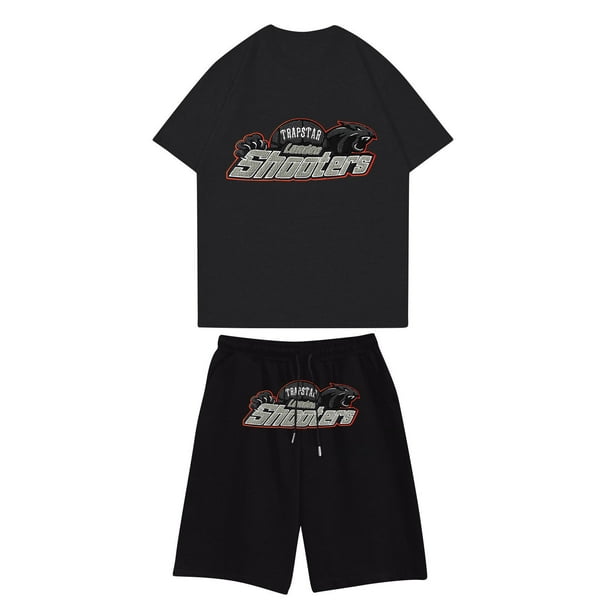Conjunto de jogging informal para niños combinado con pantalones cortos de manga corta Conjunto de dos piezas Rojo