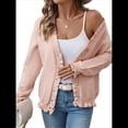 thumbnail image 2 of Chaqueta de Punto Tipo Cárdigan para Mujer, Elegante y A , con Botones y Volantes, para Otoño e Invierno Rosa L, 2 of 9