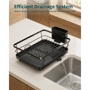 Sakugi Dish Drying Rack, Compact Dish Racks for Kitchen Counter, 15''L x 12''W x 5''H , Black