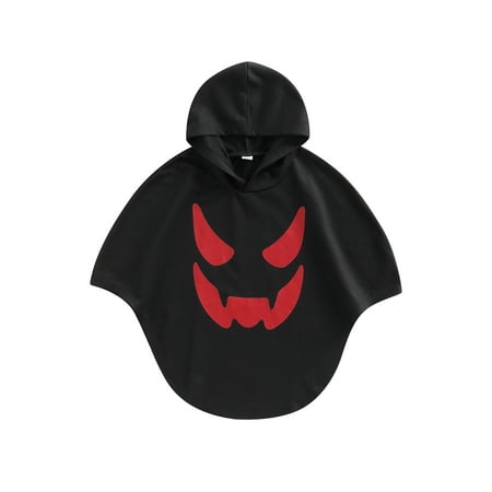 

Gwiyeopda Little Baby Boys Girls Halloween Hooded Cape with Ghost Print Loose Fit Holiday Clothing