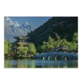 thumbnail image 1 of Vintage China Cutting Board, Old Town Scene of Lijiang Black Dragon Pool Park Jade Dragon Snow Mountain, Decorative Tempered Glass Cutting and Serving Board, Small Size, Multicolor, by Ambesonne, 1 of 1