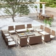 thumbnail image 1 of vidaXL 16 Piece Garden Lounge Set with Cushions Poly Rattan Brown, 1 of 5