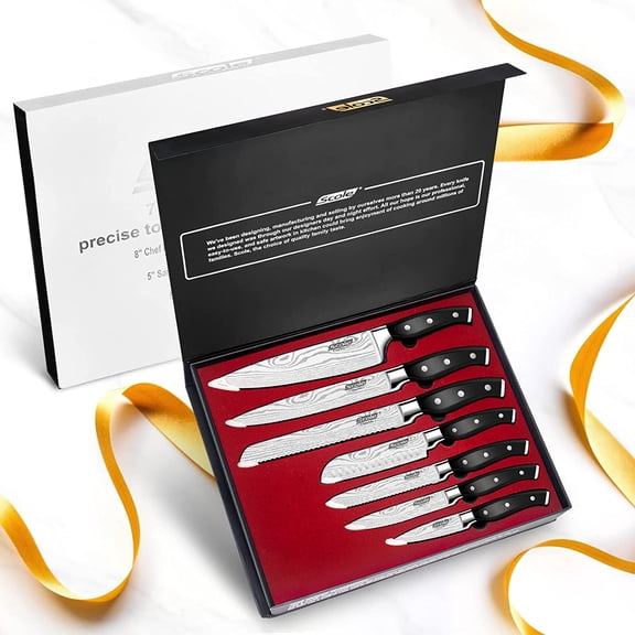 ® Chef Knife Ultra Kitchen Knife Set 7-Piece, Premium German 1.4116 Stainless Steel Chefs Knife Set, Ergonomic Handle Professional Knives Set for Kitchen with Gift Box