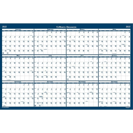 UPC: 0040983396448 | Doolittle HOD3962 66 x 33 in. Reversible Write-On Wipe-Off Wall Calendar  Blue