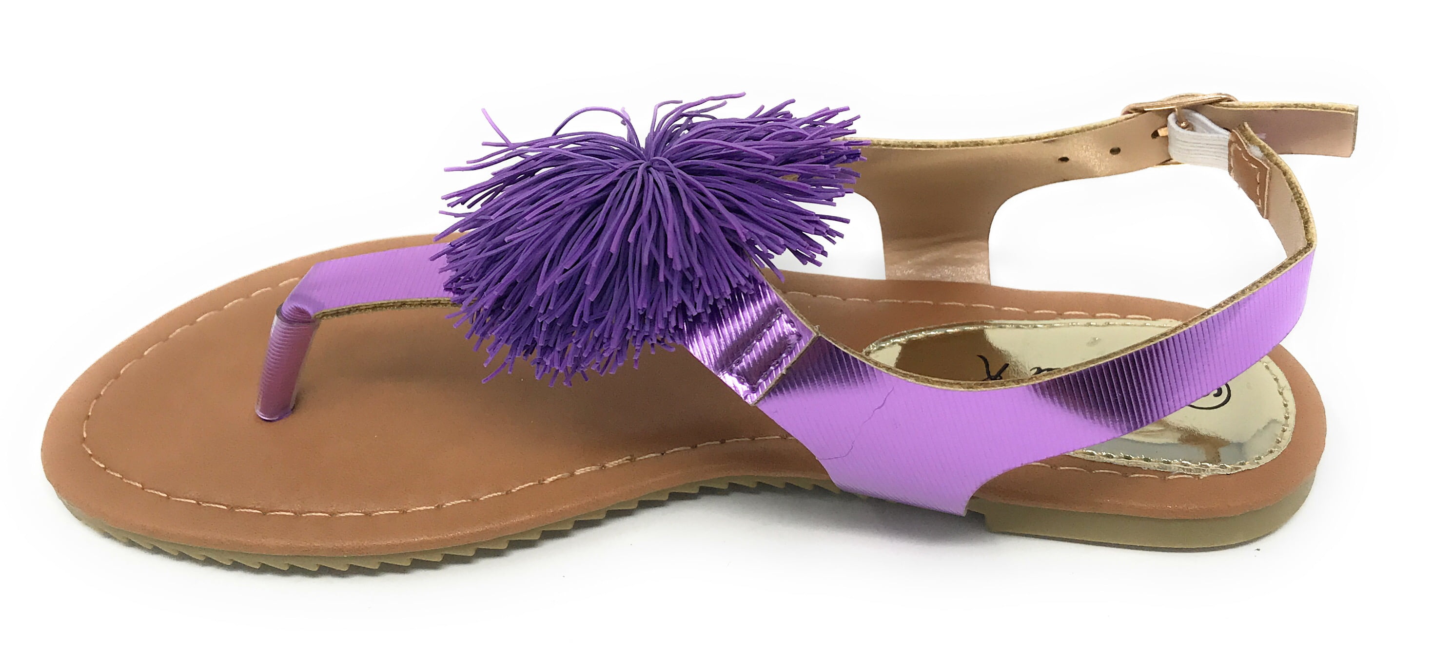 Victoria K Women's PomPom With Side Buckle Sandals