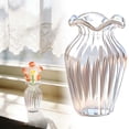thumbnail image 3 of Beauos Elegant Handmade Glass Vase with Vertical Stripe for Desktop Miniature Decoration (2X1+3X1In, 1Pcs) Clear2, 3 of 8