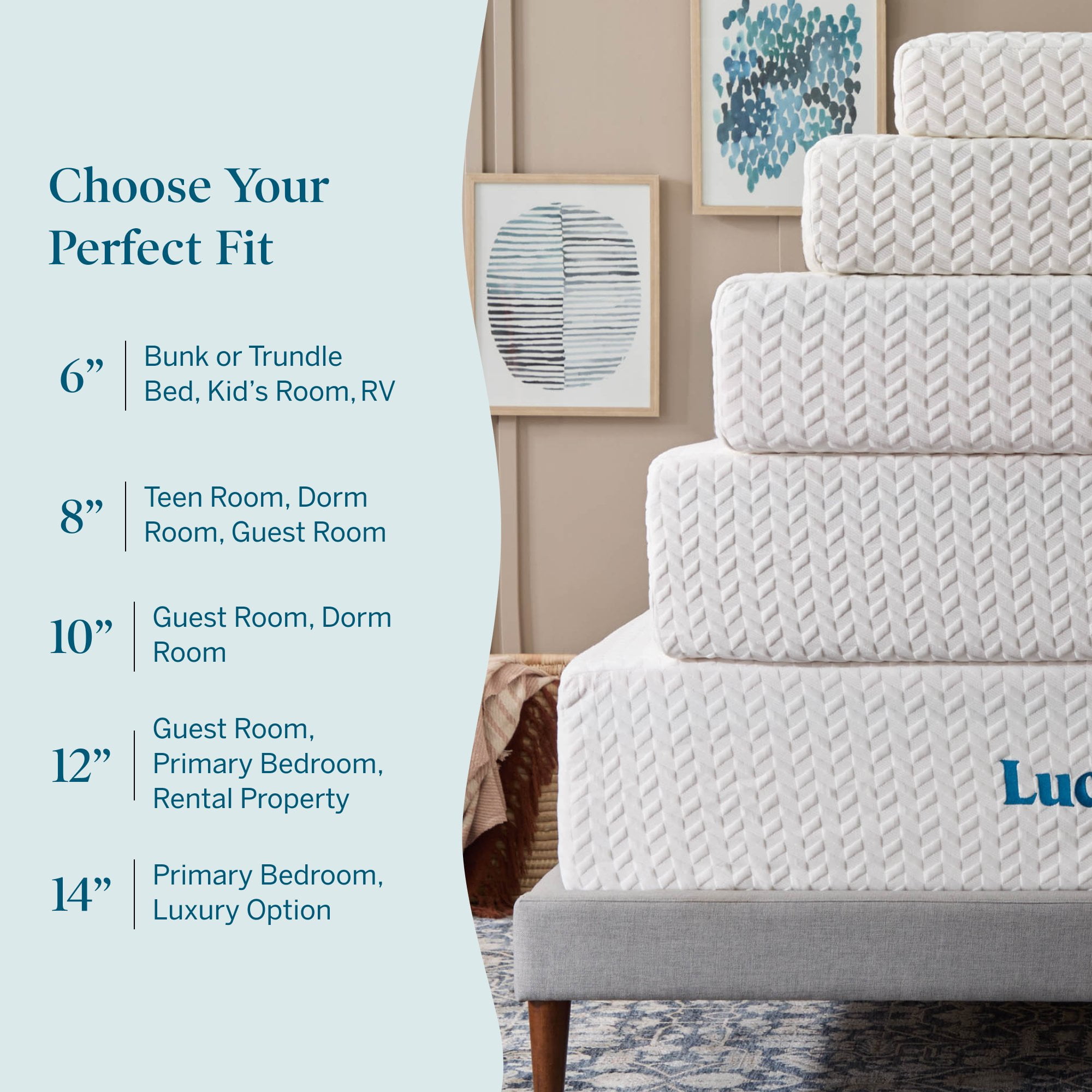 Lucid Refresh King Tight Top 10" Firm Memory Foam Mattress with Gel Infusion and Ventilation