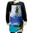 thumbnail image 1 of Tropical Kids Apron, Water Bungalows of Tropical Resort Bora Bora Island Pacific Ocean Panorama, Boys Girls Apron Bib with Adjustable Ties for Cooking Baking Painting, Green Blue White, by Ambesonne, 1 of 2