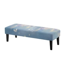 Whosucclay Butterfly Wisteria Flower Print Stretch Dining Bench Cover Rectangle Bench Cushions Covers, Washable Bench Slipcover, Anti Dust Benches Seat Slipcovers for Dining Room, Kitchen