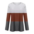 thumbnail image 4 of Shirts for Women Women's Loose Casual Leisure Long Sleeve Round Neck Collar Patchwork T-Shirt Top, 4 of 6