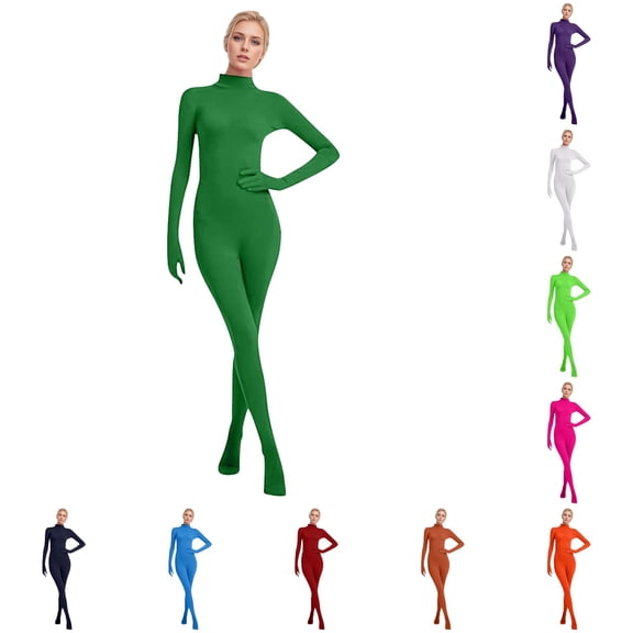 Womens Full Body Catsuit - Seamless Spandex Zentai Bodysuit for Dance Stage Performance Halloween Cosplay
