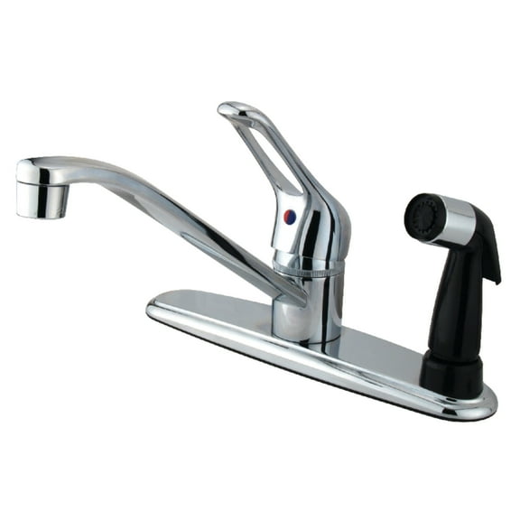 Kingston KB563 Wyndham One-Handle 3-Hole 8" Centerset Kitchen Faucet with Side Sprayer in Polished Chrome