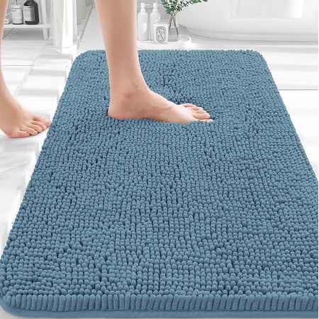 Bathroom Rugs 30x20, Extra Soft Absorbent Chenille Bath Rugs, Rubber Backing Quick Dry, Machine Washable Bath Mats for Bathroom Floor, Tub and Shower, Home Decor Accessories, Grey