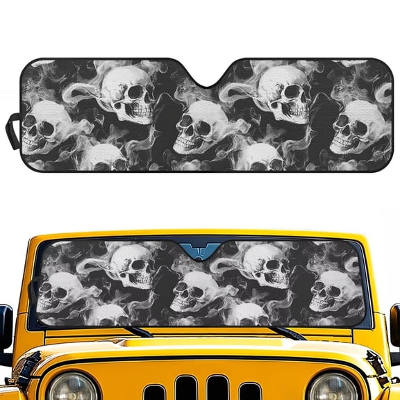 Yuyamidu Skull Windshield Sunshade Foldable Sun Visor for Jeep Wrangler TJ JK JKU Sport Sahara Rubicon 2 Door & 4 Door