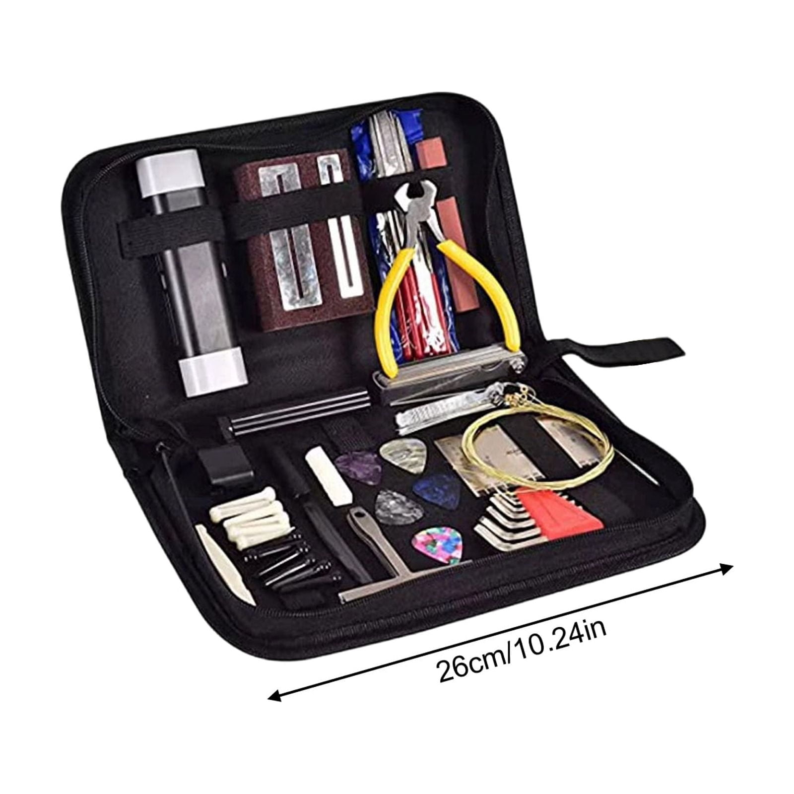 77 Pcs Guitar Repair Tool Kit for Acoustic and Electric Guitar Maintenance Luthier Setup Measuring Tools with Action Ruler Files and Carrying Case