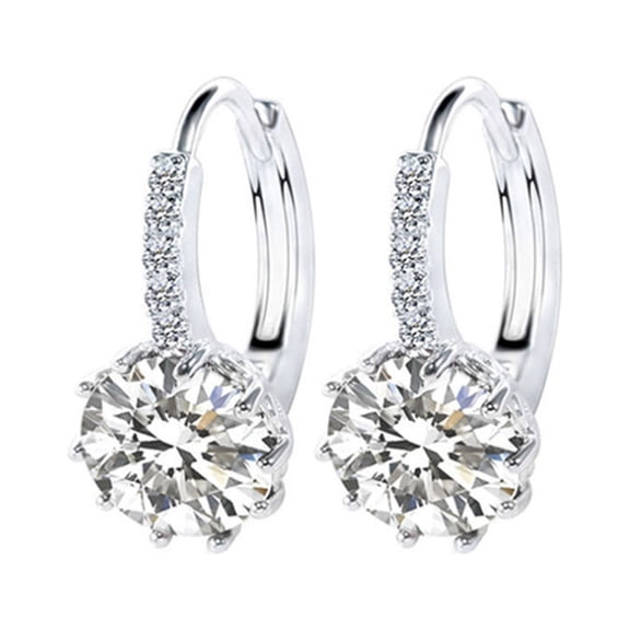 PONPRNGY Crystal Earrings, Silver Color Crystals, Dangle Earrings for Women, Valentine's Day Gift