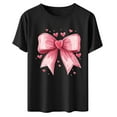thumbnail image 4 of Uootdi Womens Tees Cute Bow Heart Printing Tunic Fashion Crew Neck Short Sleeve Blouses Cute Valentine’s Day Holiday Top Gift, 4 of 6